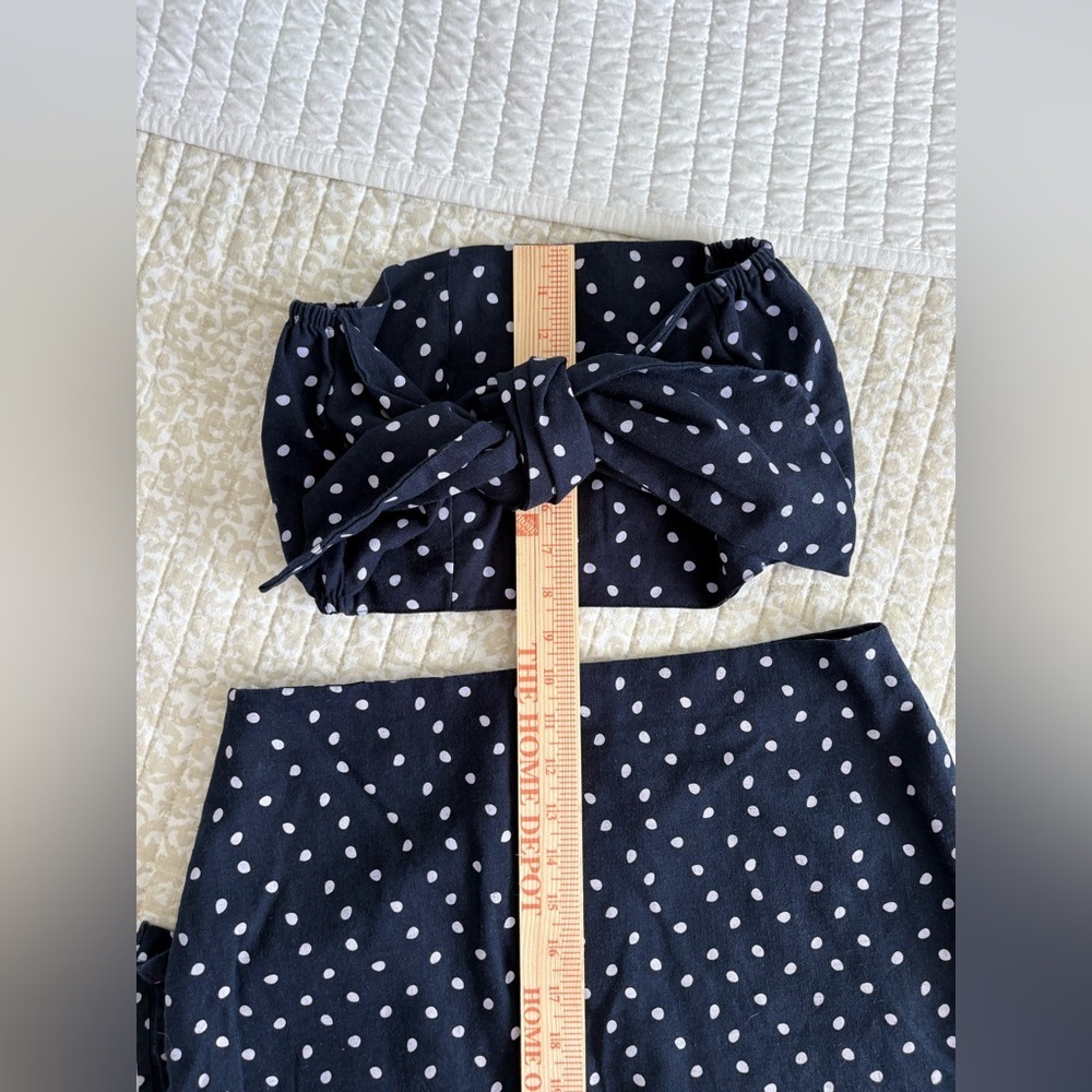 MINKPINK | Pip Polka Dot Midi Skirt | Navy Blue | Size L - Picture 13 of 16